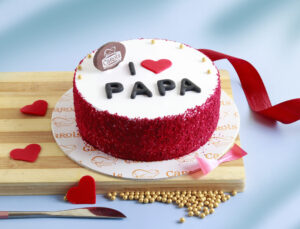 Father's Day Special I Love Papa Eggless Red Velvet Cake